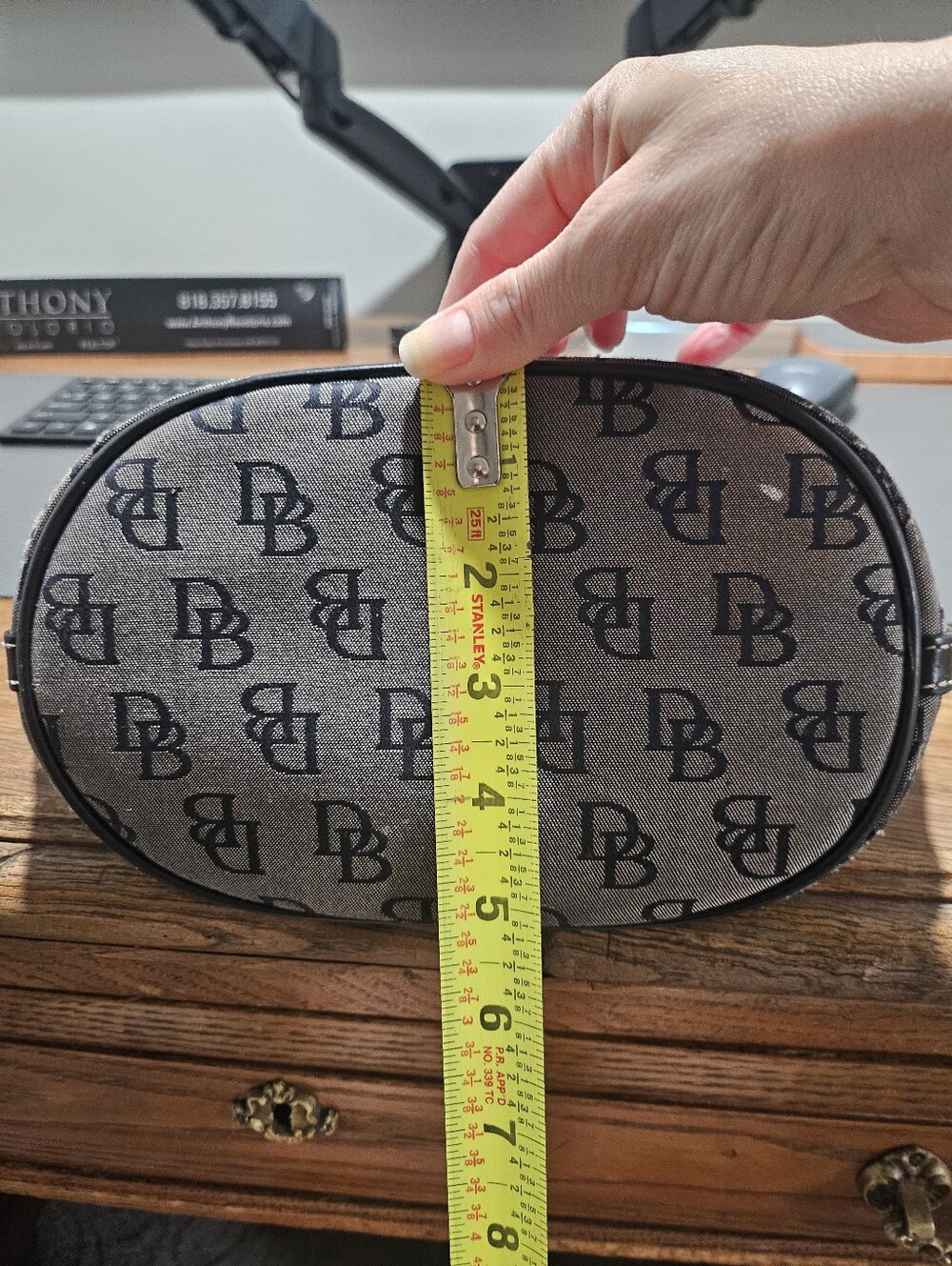 Dooney BOURKE Gray Canvas small Hobo Bag with Black Strap. - Picture 10 of 12